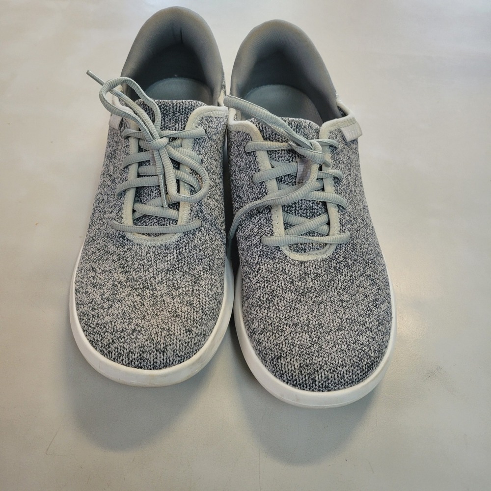 Kizik Hands-Free Sneakers Heathered Grey White Knit Shoes Womens 8 Mens 6.5